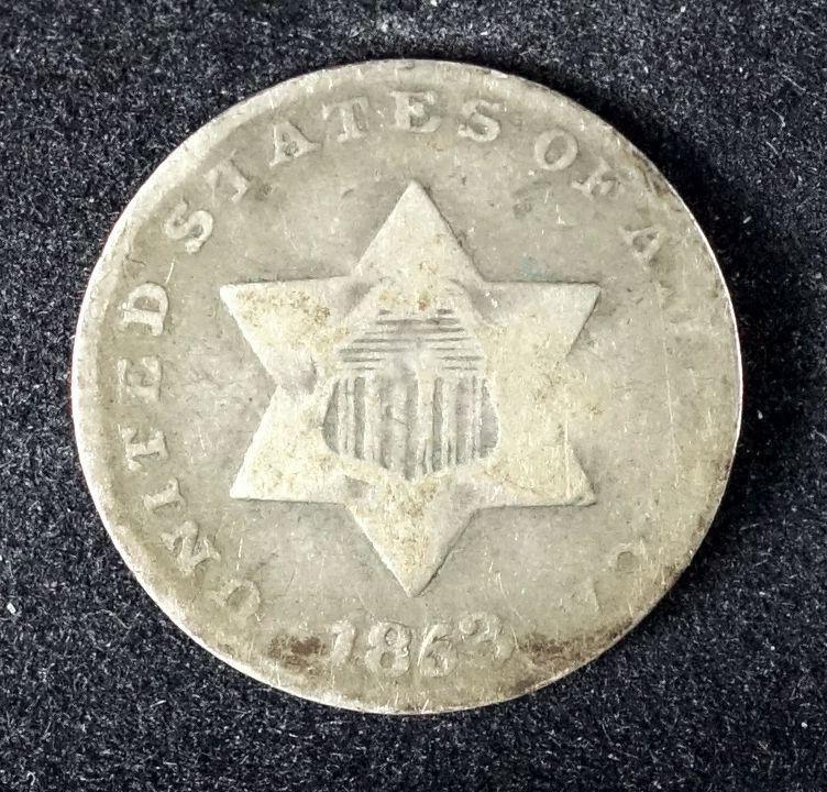 1853 Three Cent Piece Silver.