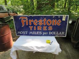 Firestone Single Sided Porcelain Sign 18"X4ft