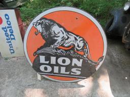 Lion Oil DS Porcelain Sign 41 inches Round