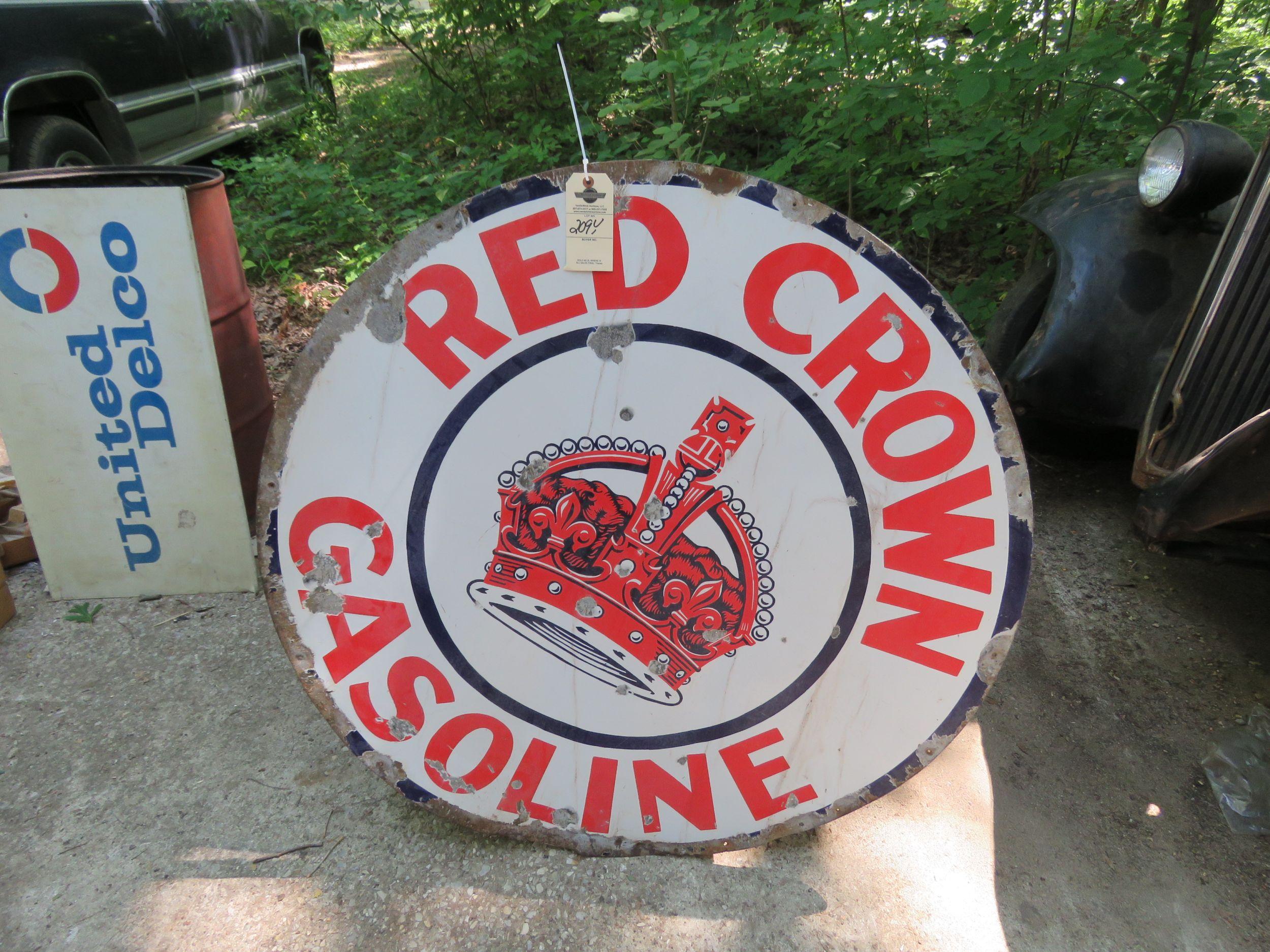 Red Crown SS Porcelain Sign 42 inch Round