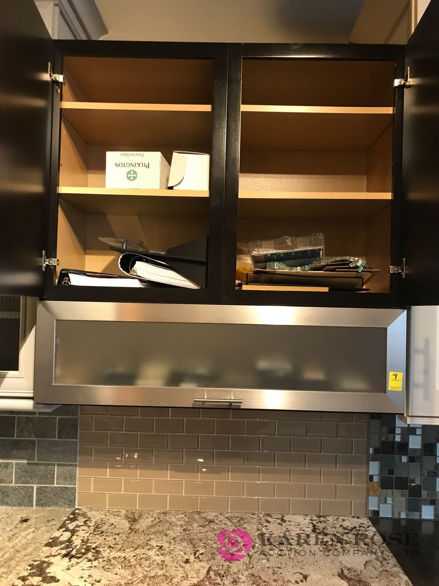 Dark mocha cabinet set with stainless steel hardware