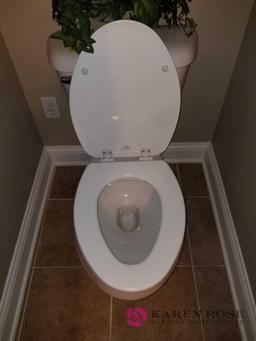 White Toilet with Silk Plant