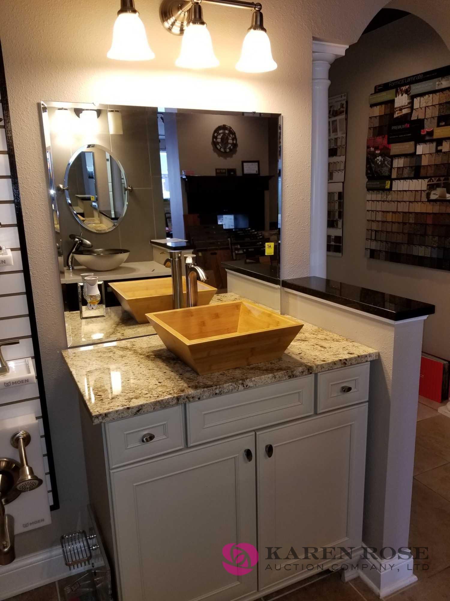 Bathroom Vanity, Vesse Sink, Mirror, Light Bar