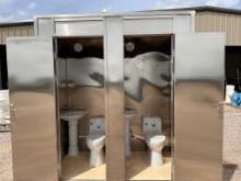 NEW stainless steel portable 2 compartment toilet