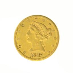 *1887-S $5.00 U.S. Liberty Head Gold Coin (JG)