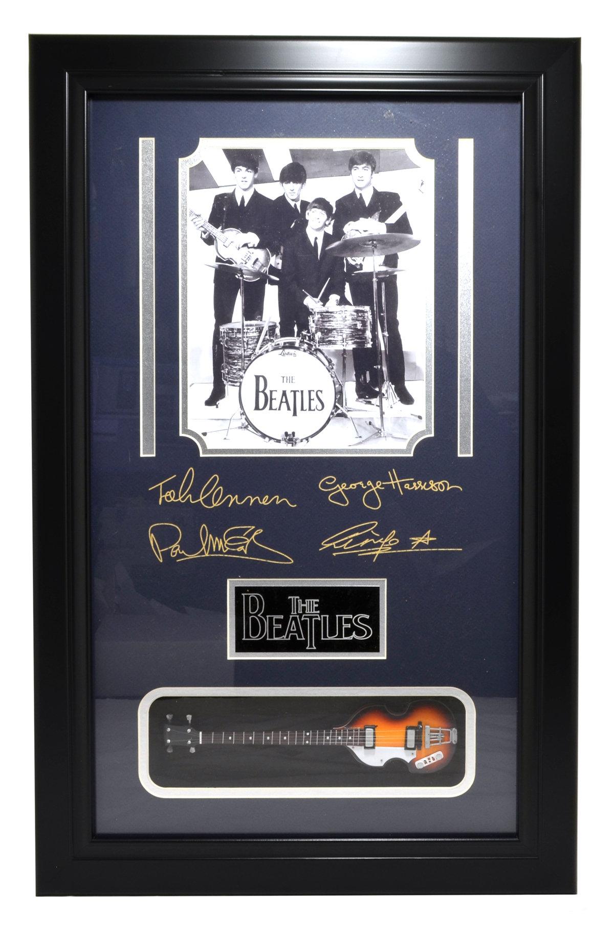 Rare Plate Signed Beatles Photo With Guitar -PNR-
