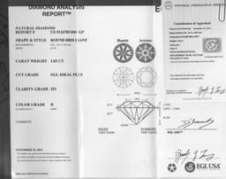 *Fine Jewelry 1.02CT Round Brilliant Cut Diamond Gemstone. EGL USA Apraised (VG. B-51)