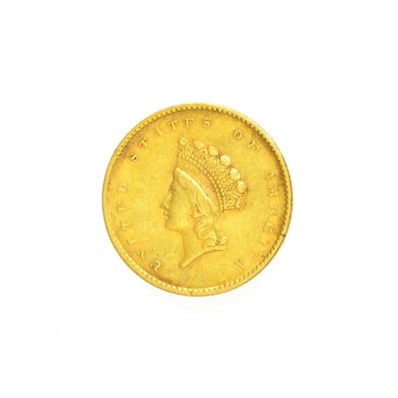 1855 $1 U.S. Indian Head Gold Coin (DF)