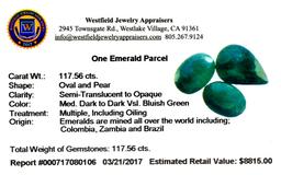 APP: 8.8k 117.56CT Various Shapes Green Emeral Parcel- Great Investment-