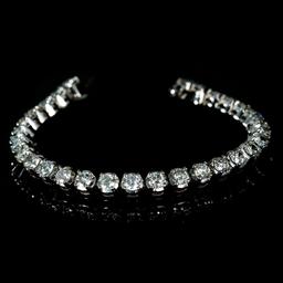 *Fine Jewelry 14 kt. White Gold, Custom Made, 10.00CT Round Brilliant Cut Diamond Bracelet