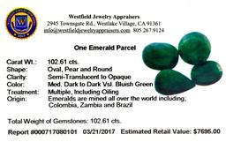 APP: 7.7k 102.61CT Pear/Round Cut Green Emeral Parcel- Great Investment-