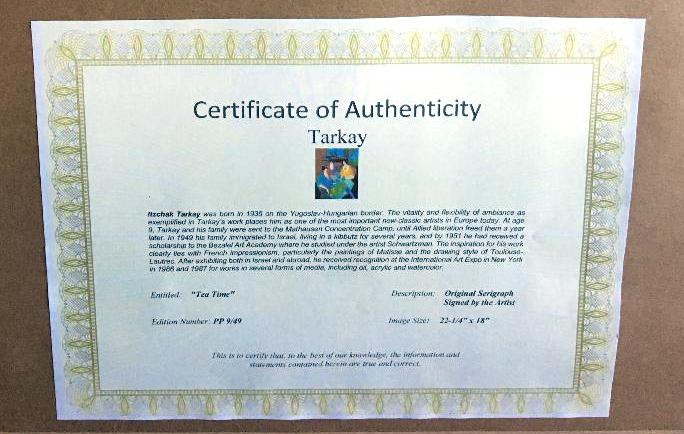 Tarkay- Framed Lithograph-Signature ''''Tea Time''''