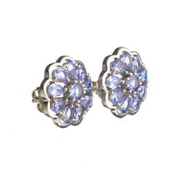 APP: 2.5k Fine Jewelry 0.60CT Round Cut Tanzanite And Sterling Silver Earrings
