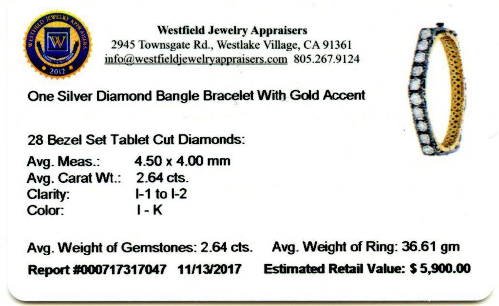 APP: 5.9k *Silver 2.64ctw Diamond Bangle Bracelet (Vault_R8_22693)