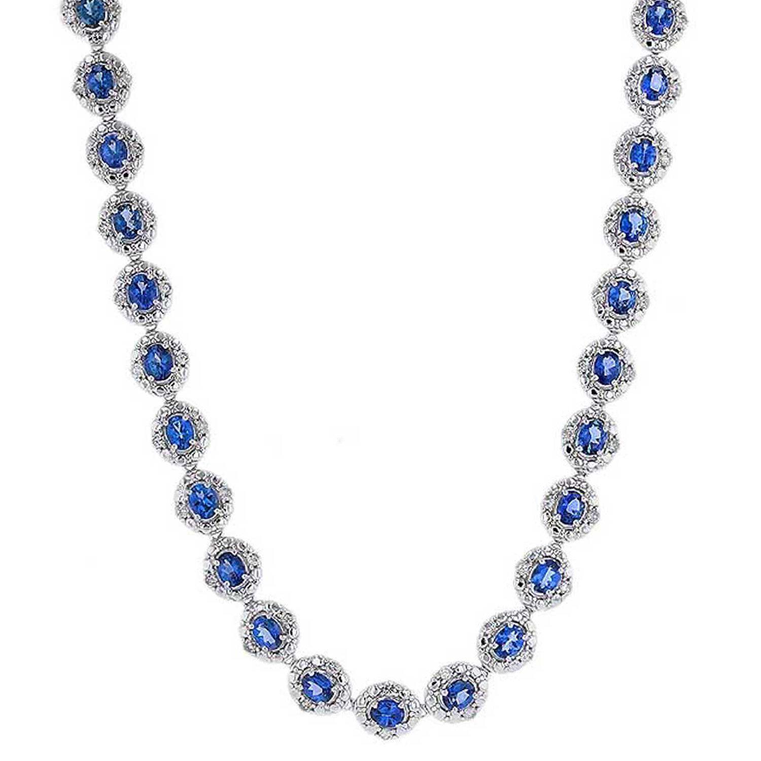 APP: 9.3k *Silver 13.09ctw Tanzanite and 2.64ctw Diamond Necklace (Vault_R8_41791)