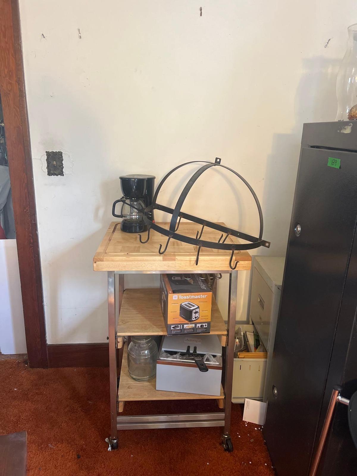 kitchen cart with contents