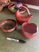 3- pottery bowls and jug