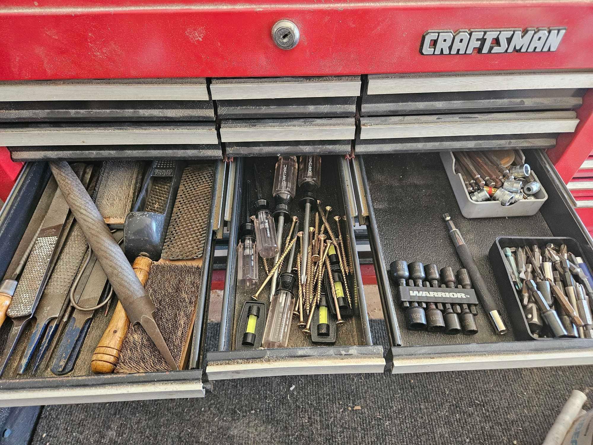 Twenty six inch craftsman toolbox with contents