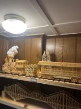 Gold Rush Train match stick model in basement