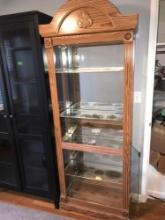 Wooden with glass shelves cabinet 28 in x 12 in 79 in tall