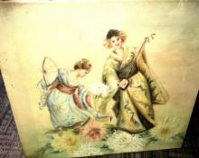 Antique canvas oriental picture 22 in x 20 in