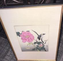 Framed signed Oriental picture 15 in x 21 in