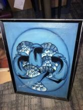 framed signed canvas picture 12 in x 17 in