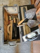 box of trowels and miscellaneous