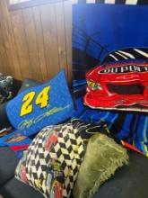 NASCAR Jeff Gordon banner pillow rug and more in basement
