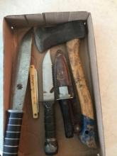 3- vintage knives/hatchet-razor