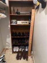 Bookcase with contents men?s size 12 shoes B3 closet