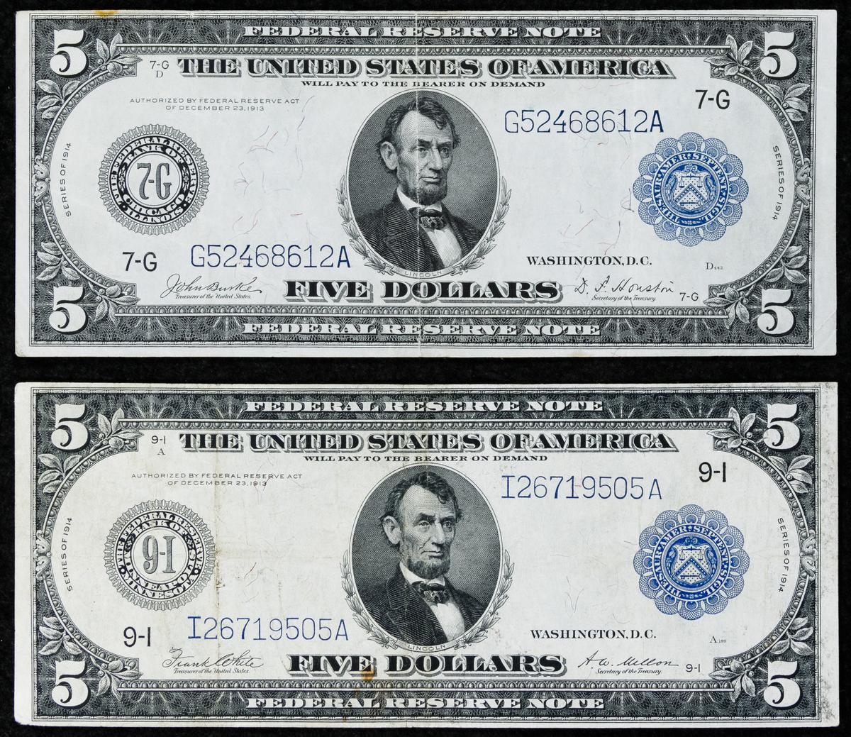 1914 $5 FRN Notes VF