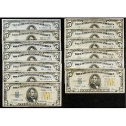 1934-A $5 'North African' Silver Certificate Assortment F-VF