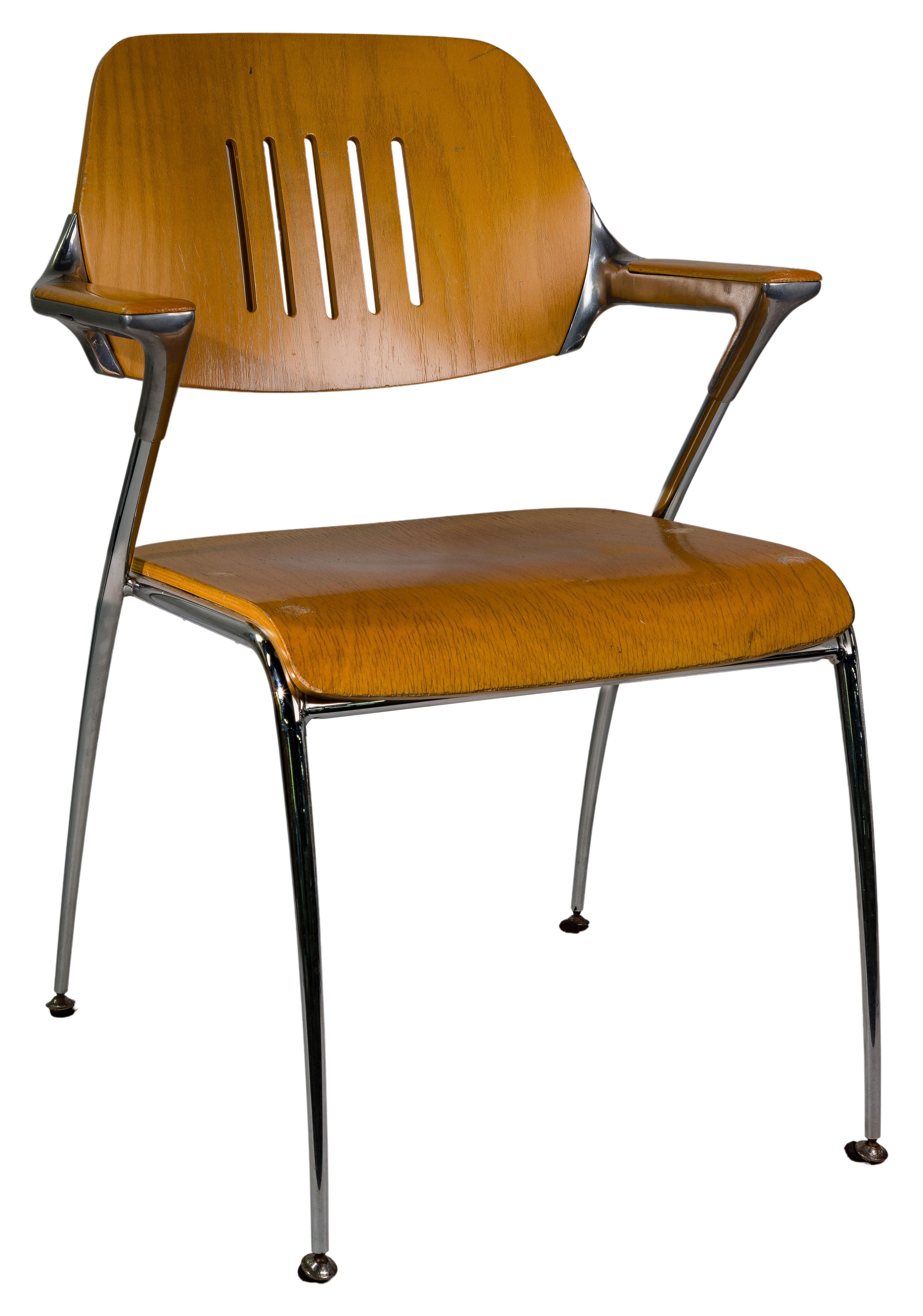 (Attributed to) Francesco Zaccone for Brunner 'Golf' Wood and Metal Chairs