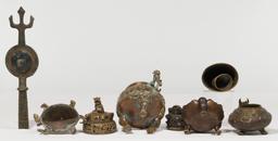 Asian Bronze Decorative Object Assortment