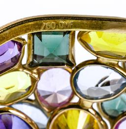 18k Yellow Gold and Semi-Precious Gemstone Cuff Bracelet