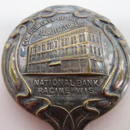 Manufacturers National Bank of Racine Wis. pocket mirror with handle