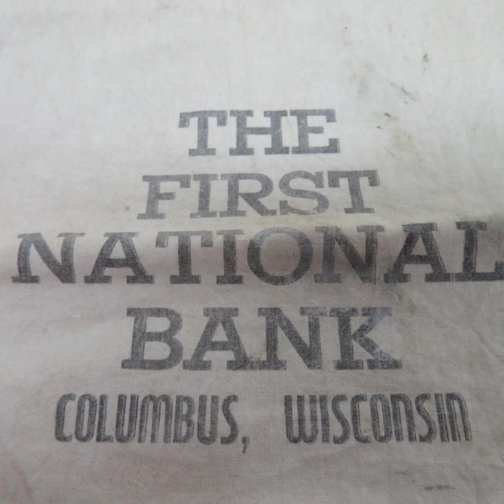 Columbus Wisconsin registering bank and cloth bank bag
