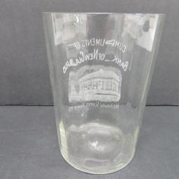 Advertising glass from Bank of New Glarus, New Glarus, Wis.