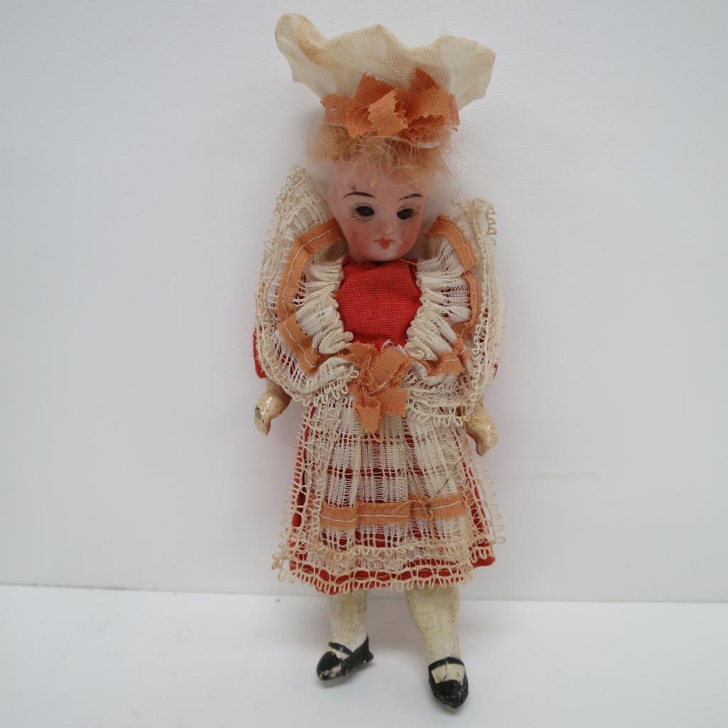 Bisque with Glass Eyes Dollhouse Doll