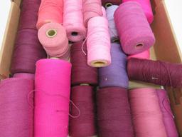 28 spools of warp, pinks-purples and burgandy, 4" and 6" spools