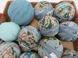 15 print rag balls, 3 1/2" and 4 1/2" diameter