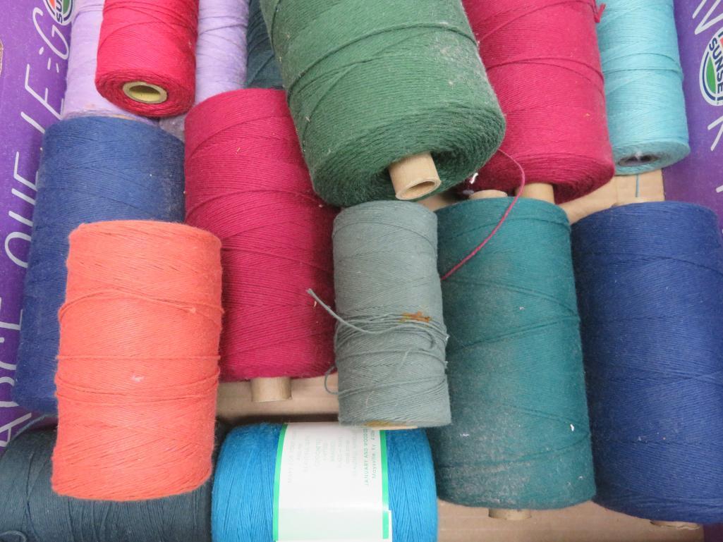 31 Spools of carpet warp, assorted colors, 4" and 6"