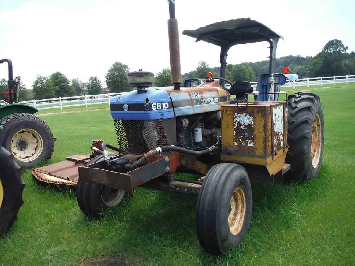New Holland 6610 Tractor, s/n 366292M: 2wd, Alamo Side Mower, 3PH, PTO, 2 H