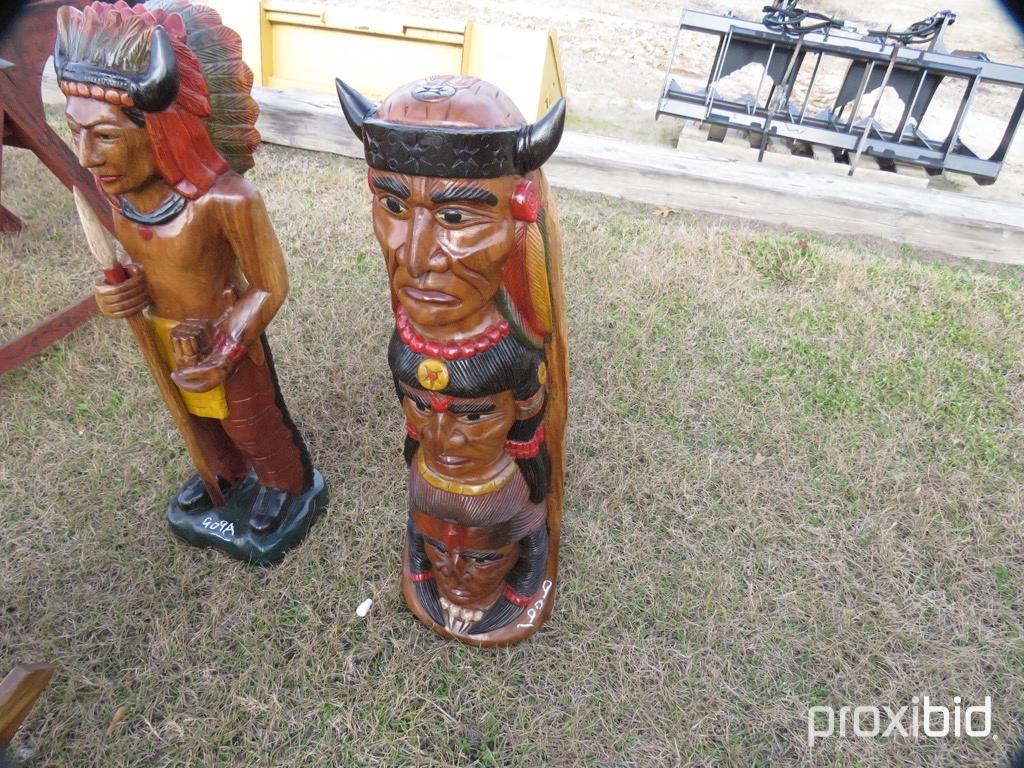 3' Wood Indian Totem Pole