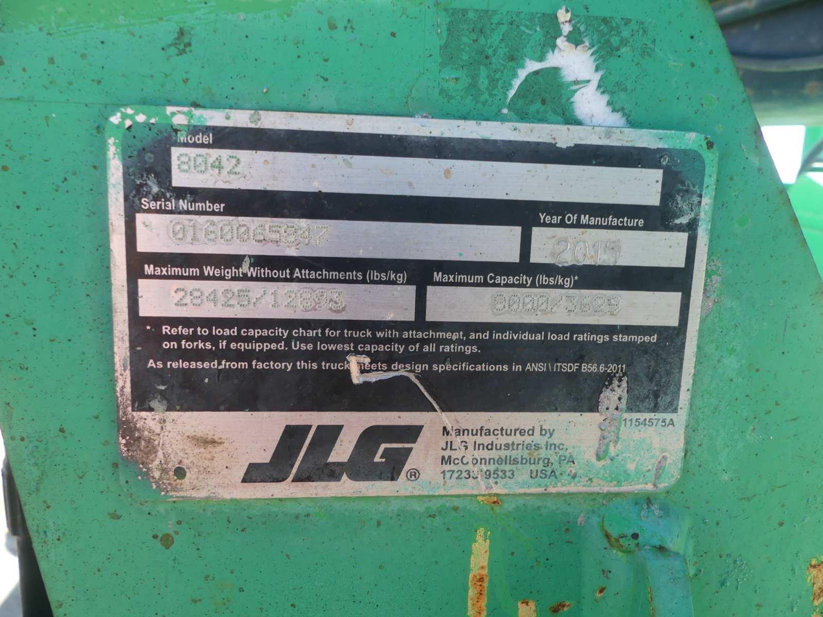 2015 JLG 8042 Telescopic Forklift, s/n 0160065847: 8000 lb. Cap., Meter Sho