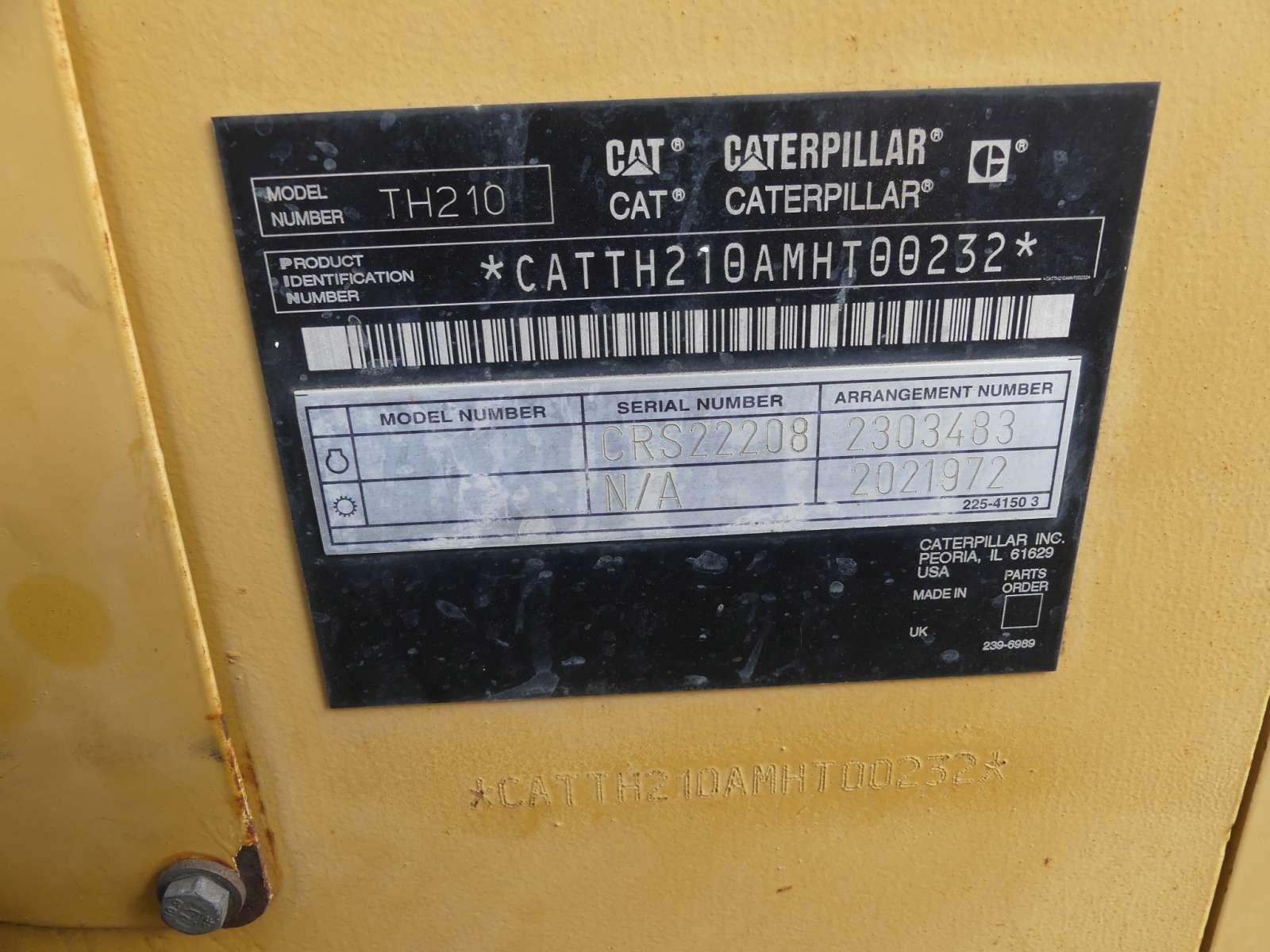 2005 Cat TH210 Telescopic Forklift, s/n MHT00232: C/A, 4800 lb. Cap., No Fo