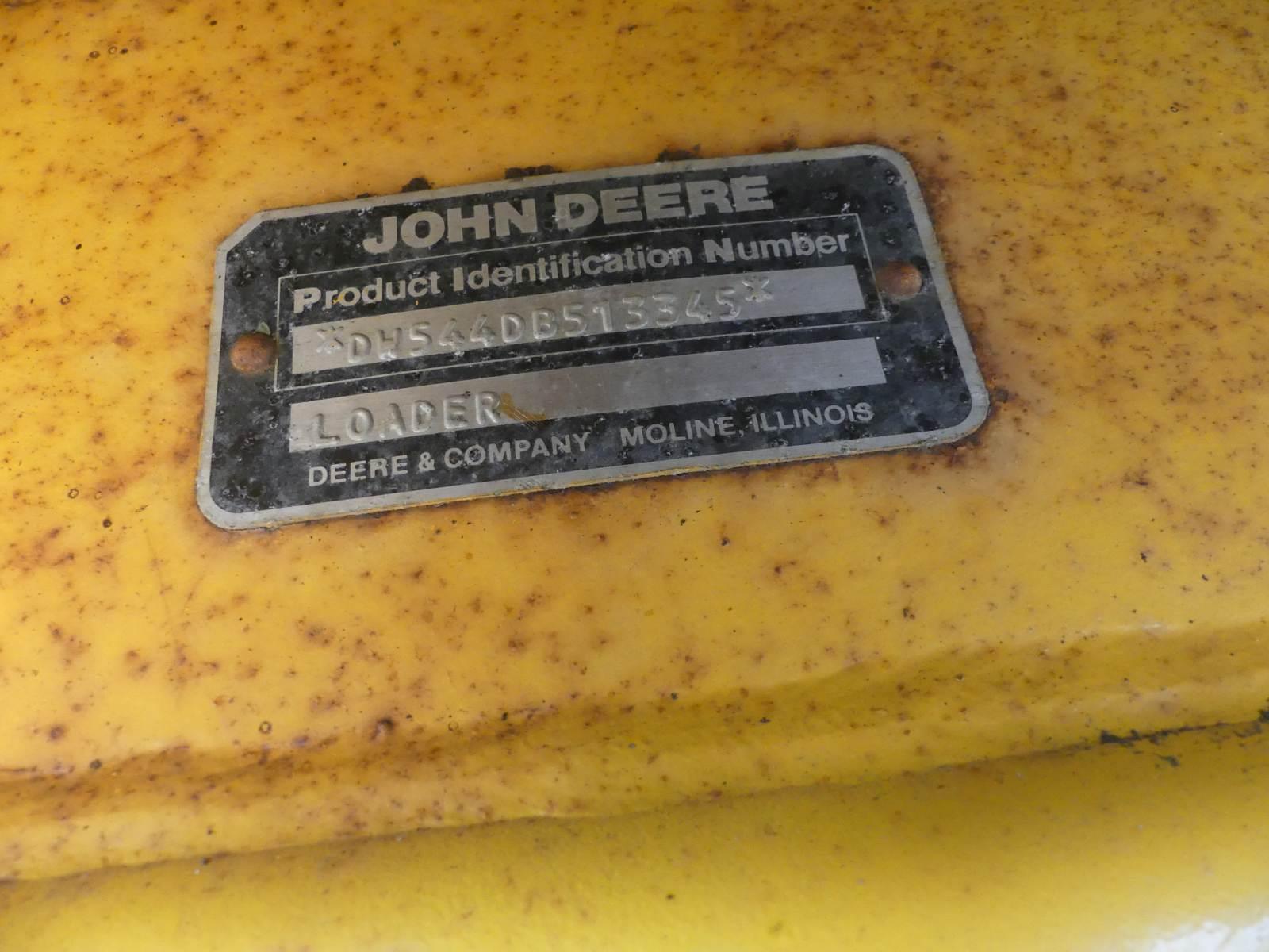 John Deere 544D Rubber-tired Loader, s/n DW544DB513545: Canopy, Meter Shows