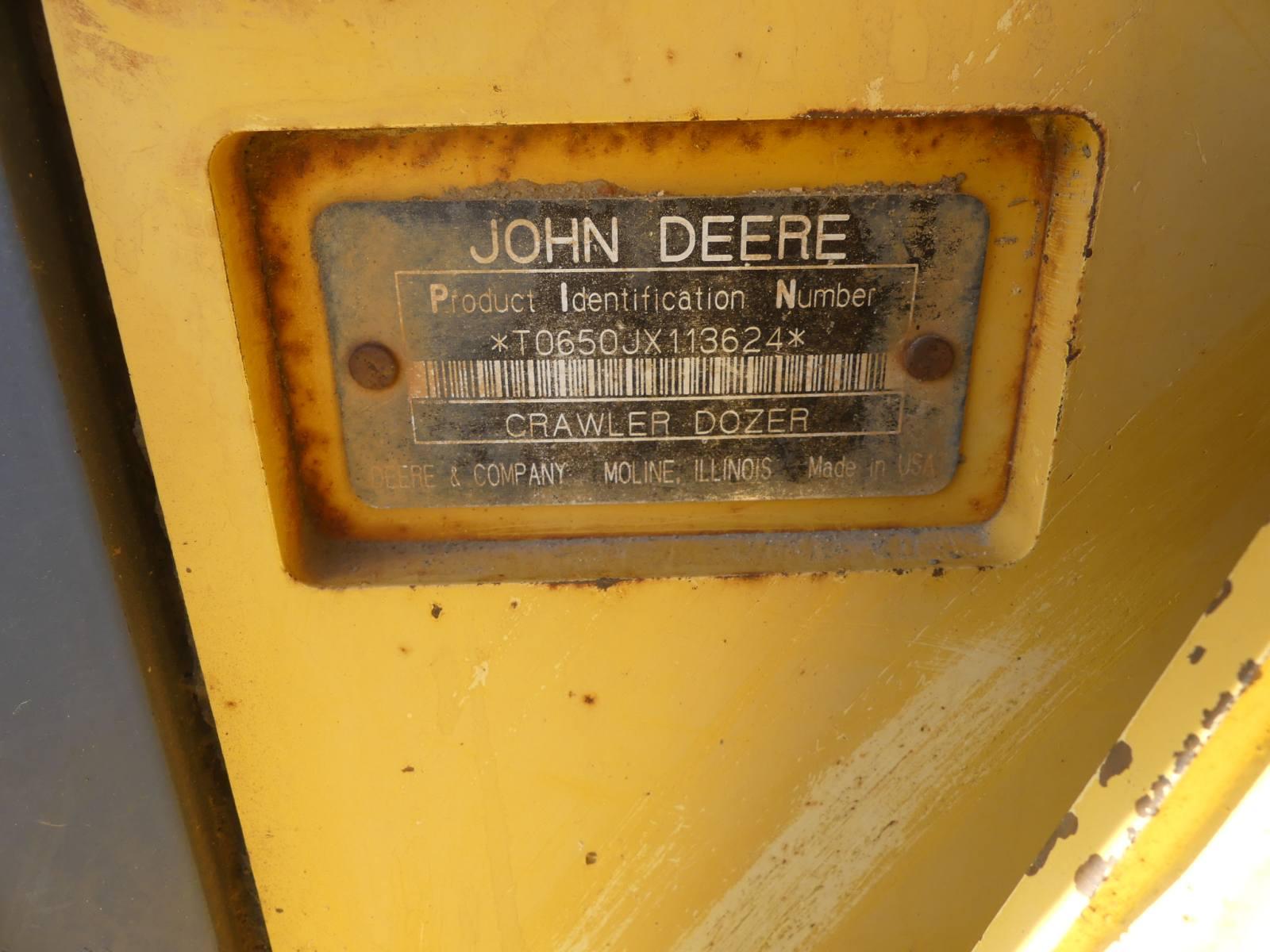 2006 John Deere 650J LGP Dozer, s/n 113624: Canopy, Sweeps, Rear Screen, 6-