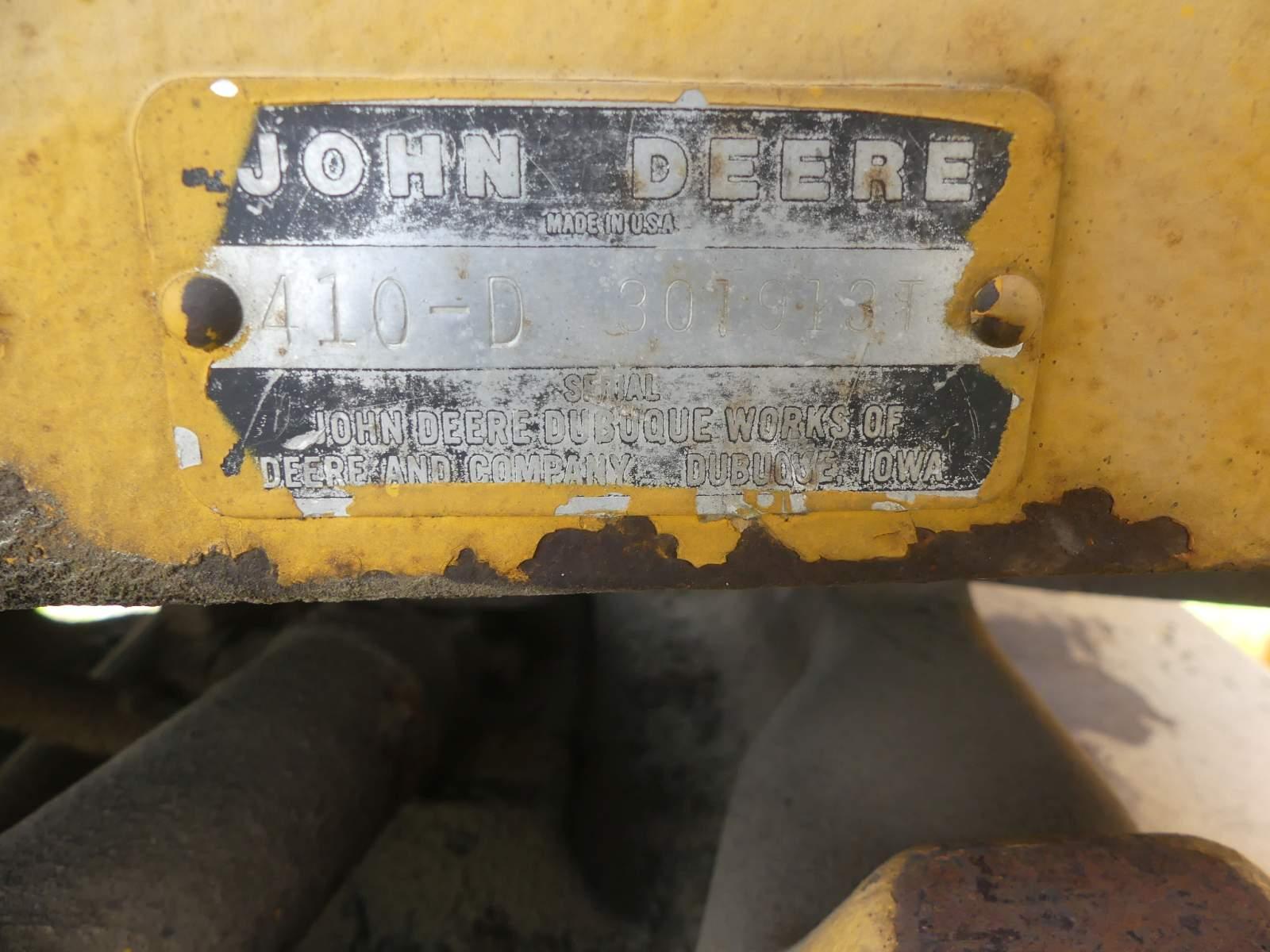 John Deere 410D Loader Backhoe, s/n 301913T: Hyd. Pump binding Engine Down